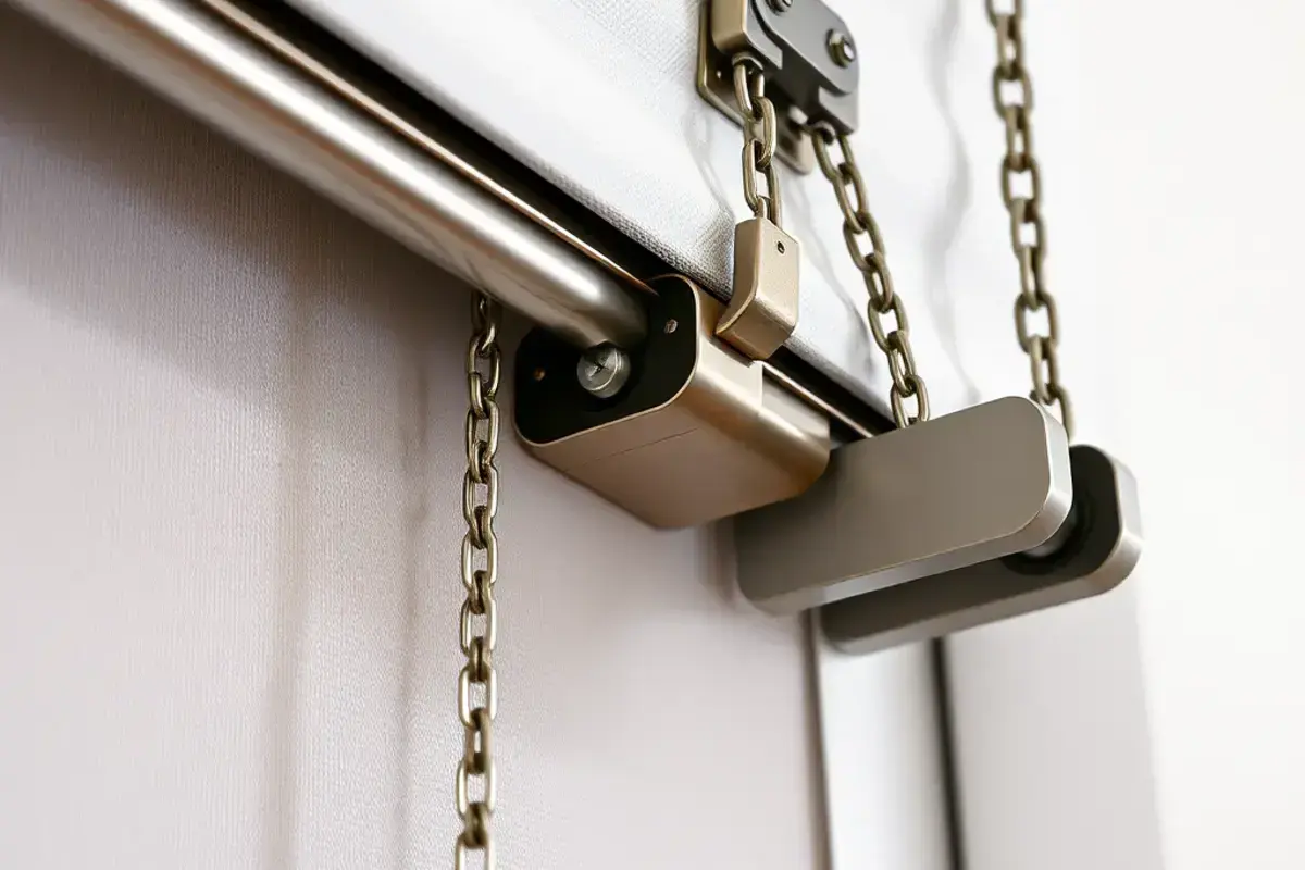 Roller blind installation showing mounting process