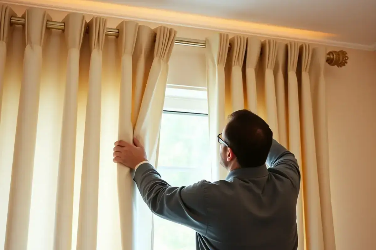 Custom drapery installation showing professional mounting